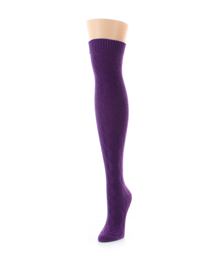 Jumbo Cable Over The Knee Cotton Blend Warm Socks : Color: Blackberry Cordial