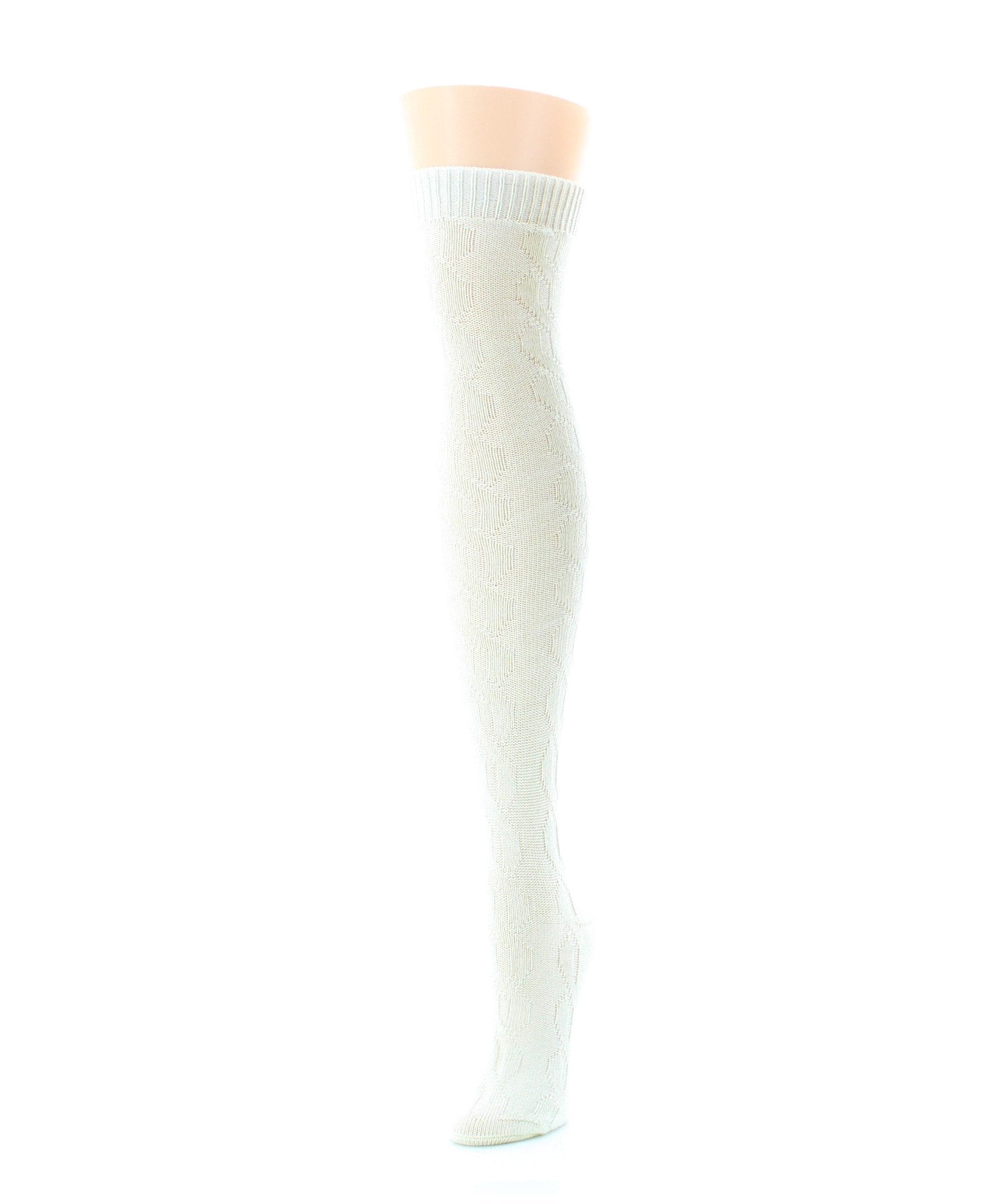 Jumbo Cable Over The Knee Cotton Blend Warm Socks : Color: Winter White