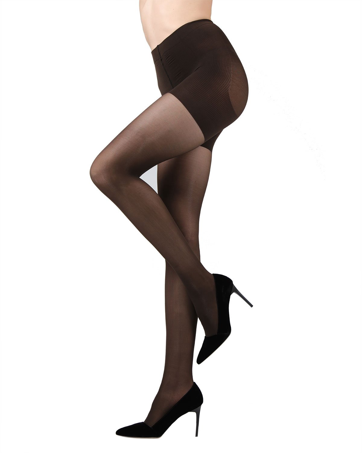 Women's Semi-Opaque FirmFit Control Top Tights : Color: Dark Chocolate