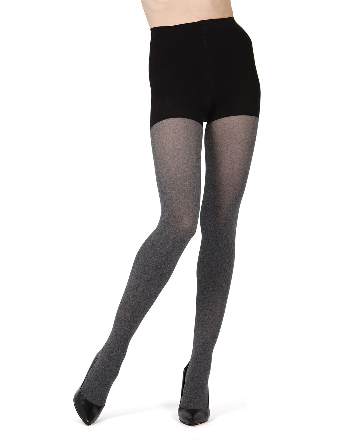 FirmFit Heather Control Top Opaque Tights : Color: Black