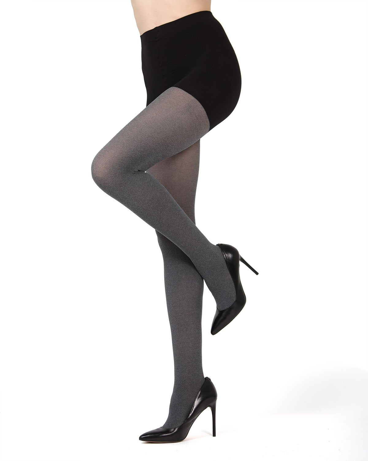FirmFit Heather Control Top Opaque Tights : Color: Black