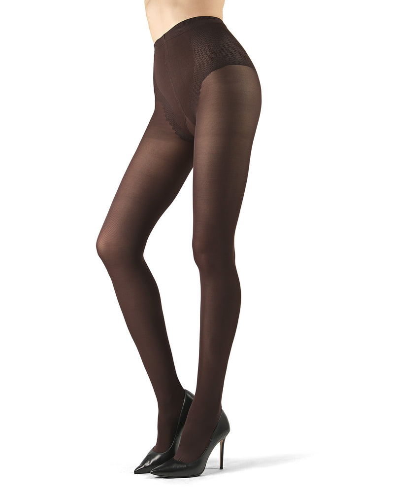 Women's Luxe Satin Opaque 60 D Control Top Banded Tights