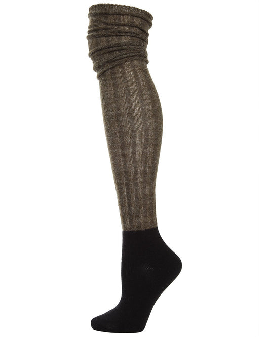 Rib Over The Knee Contrasting Foot Sock : Color: Rosin Heather