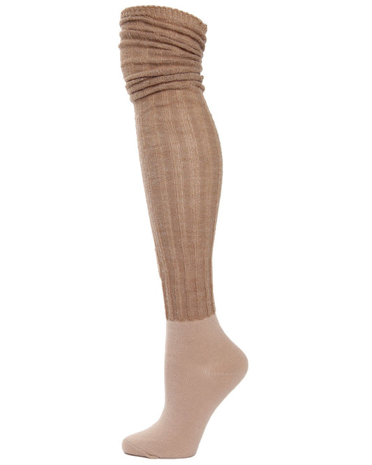 Rib Over The Knee Contrasting Foot Sock : Color: Taupe Heather