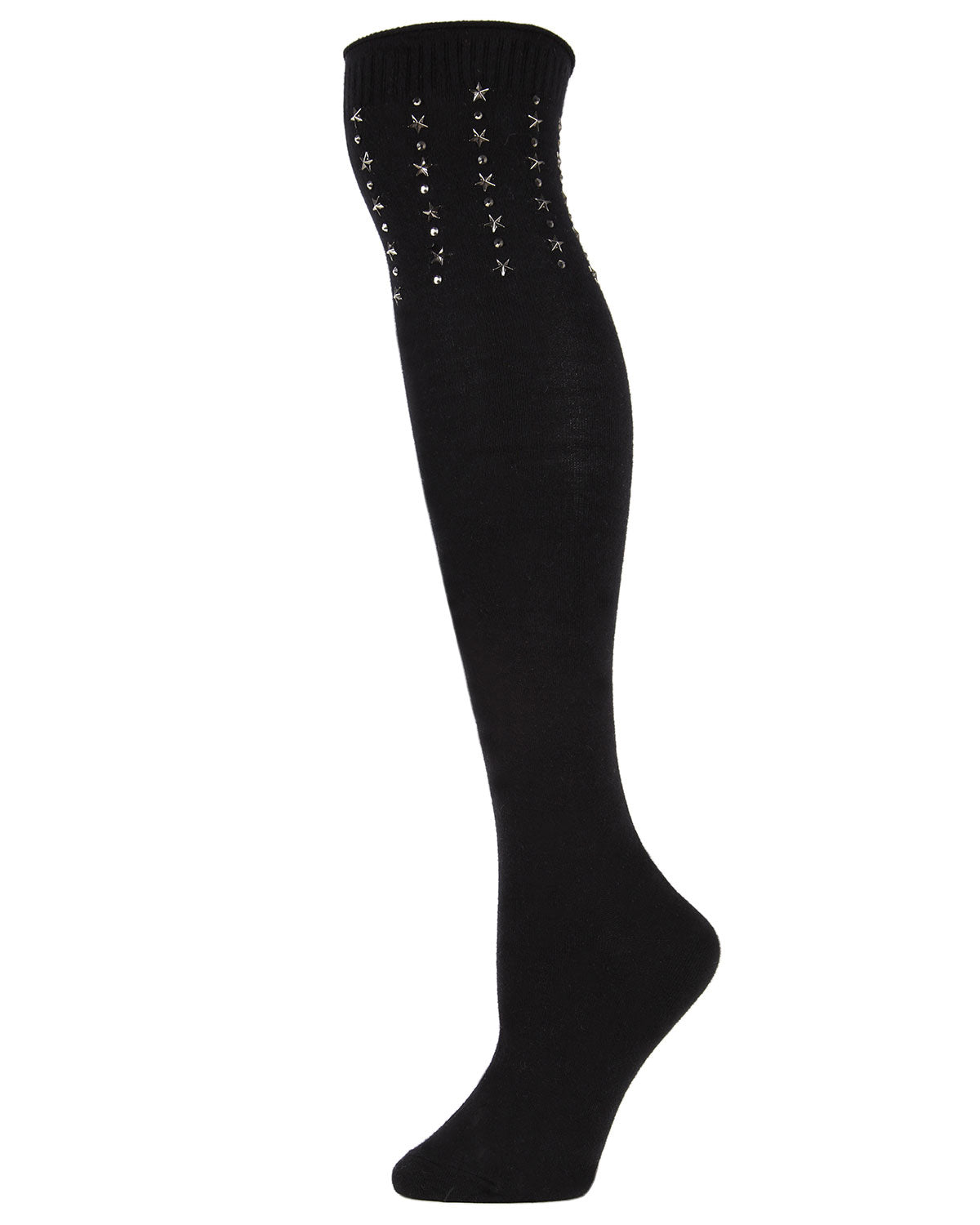 Women's Evening Star Studded Over The Knee Socks : Color: Black