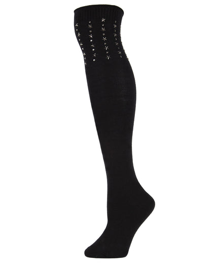 Women's Evening Star Studded Over The Knee Socks : Color: Black