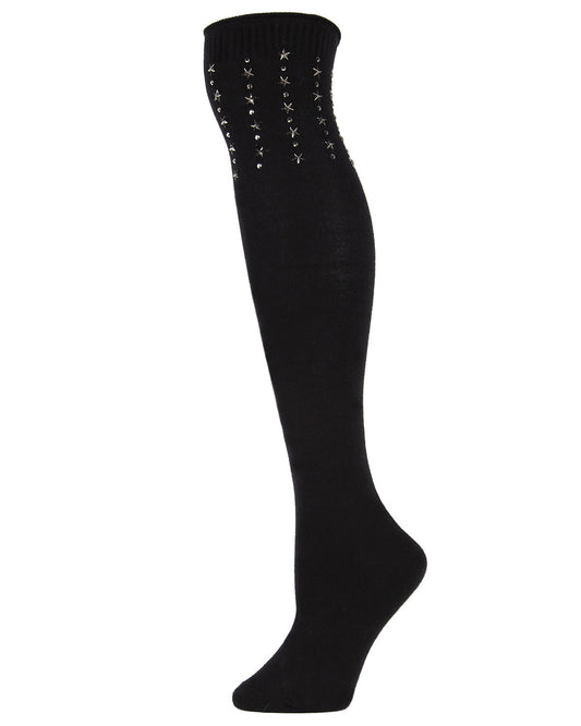 Women's Evening Star Studded Over The Knee Socks : Color: Black