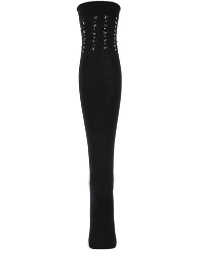 Women's Evening Star Studded Over The Knee Socks : Color: Black