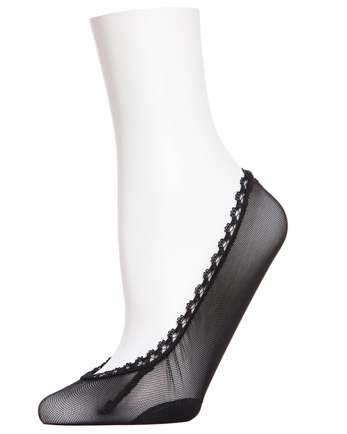 Women's Mesh and Lace No Show Liner Socks : Color: Black