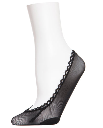 Women's Mesh and Lace No Show Liner Socks : Color: Black