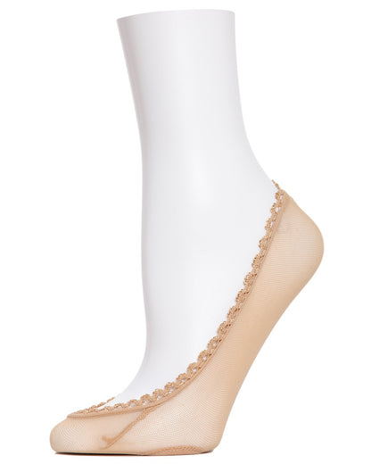 Women's Mesh and Lace No Show Liner Socks : Color: Nude