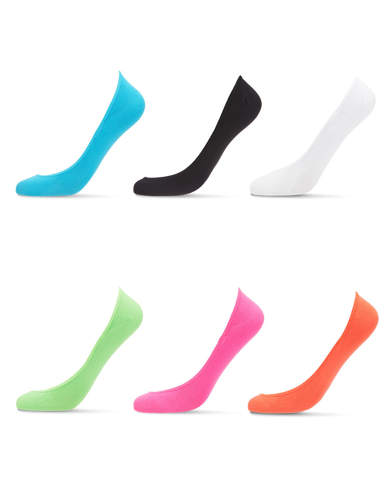 6 Pairs Women's Barely There Micro Liner No-Show Socks