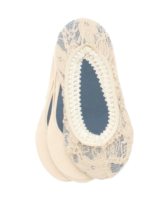 Lace Cotton Shoe Liners 3-Pack : Color: Nude