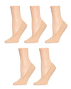Women's 5 Pair Pack Cotton Blend Fine Edge No Show Liner Socks : Color: Nude