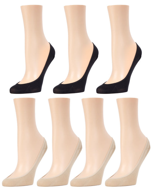 No-Show Micro Shoe Liners 7-Pack : Color: Nude/Black
