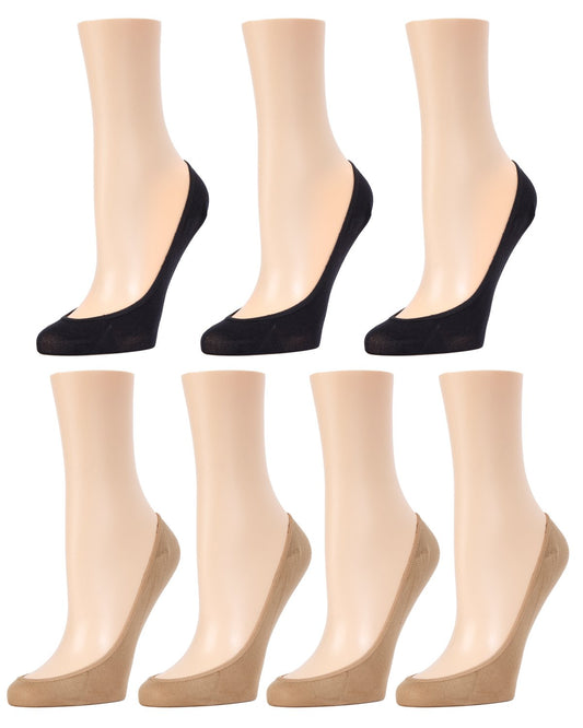 No-Show Micro Shoe Liners 7-Pack : Color: Tan/Black