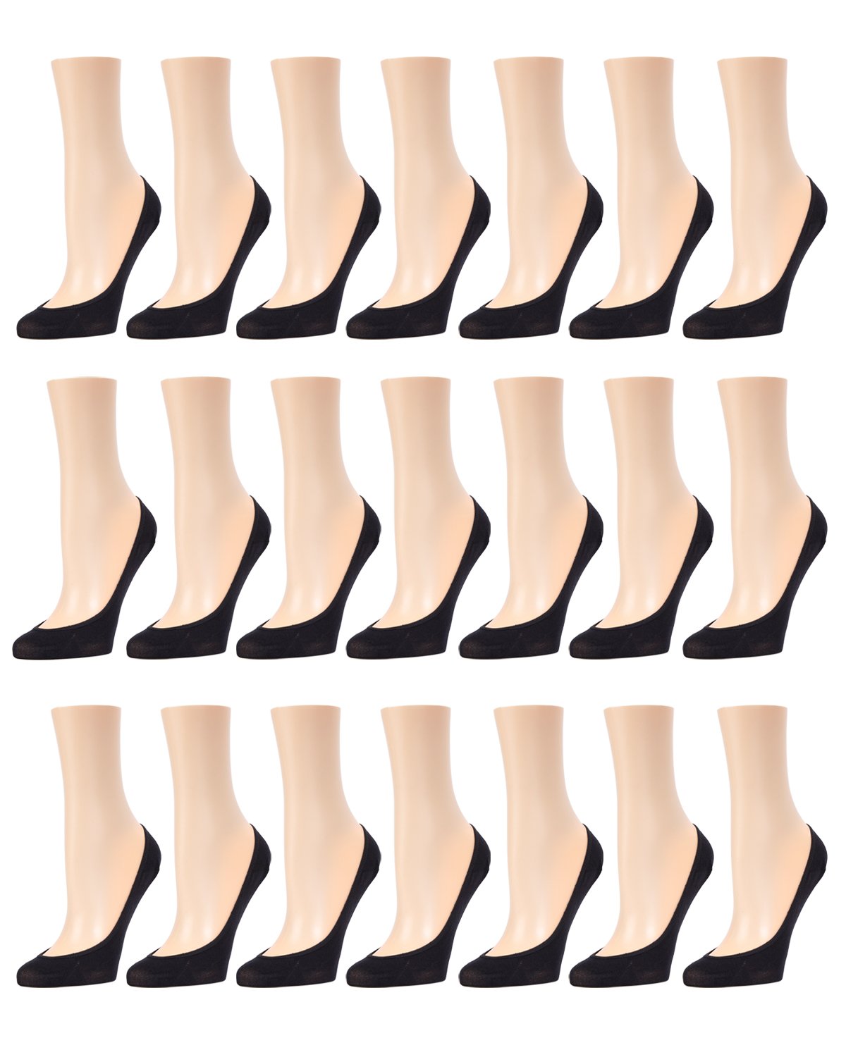 Women's 21 Pair Pack Ballerina No Show Microfiber Liner Socks : Color: Black