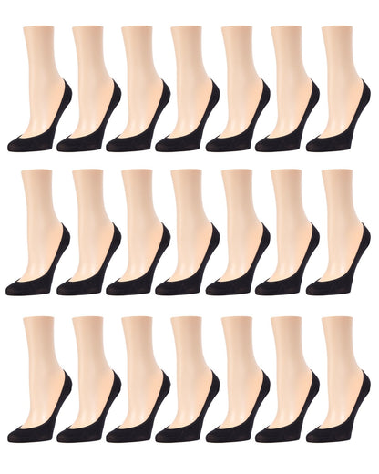 Women's 21 Pair Pack Ballerina No Show Microfiber Liner Socks : Color: Black