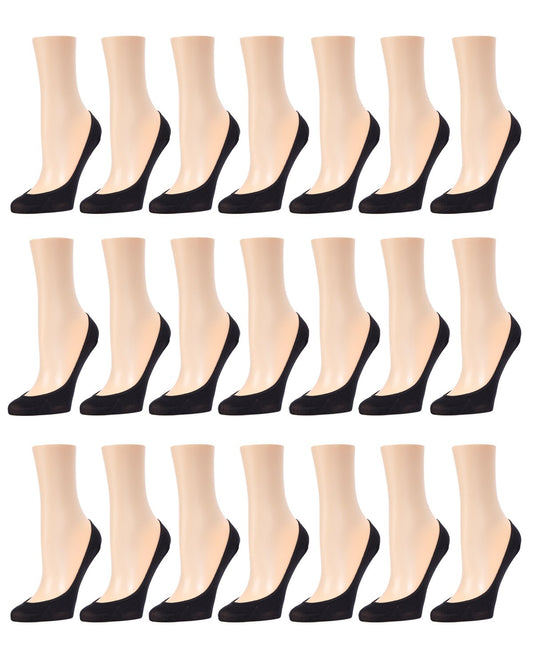 Women's 21 Pair Pack Ballerina No Show Microfiber Liner Socks : Color: Black