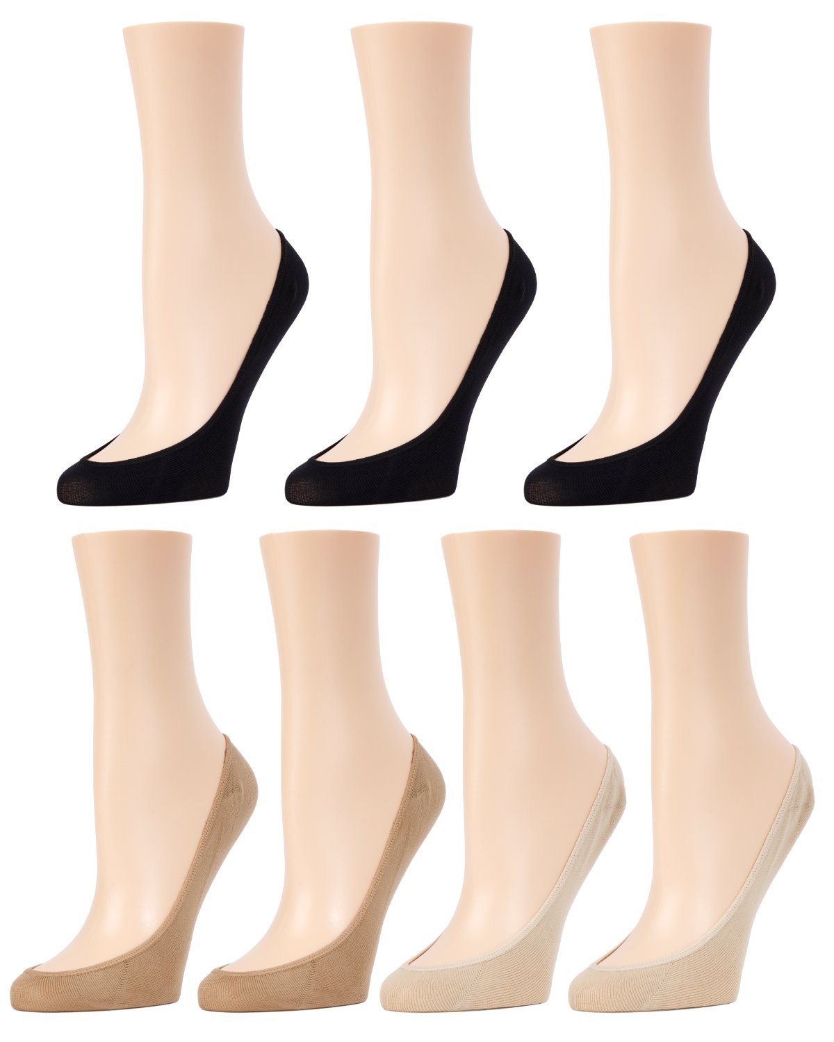 Ballerina Micro Liner Socks 7-Pack : Color: Black/Tan/Nude