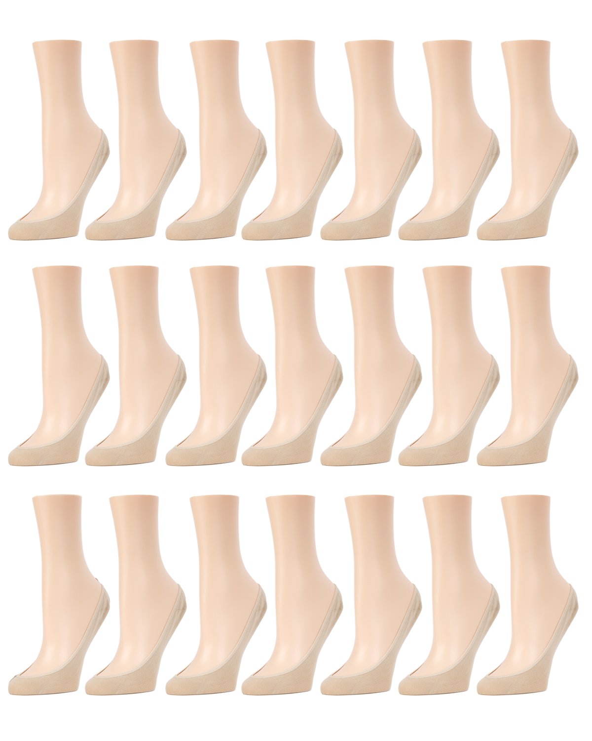 Women's 21 Pair Pack Ballerina No Show Microfiber Liner Socks : Color: Nude
