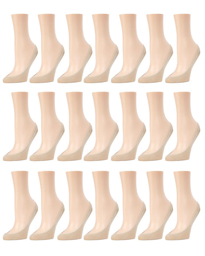 Women's 21 Pair Pack Ballerina No Show Microfiber Liner Socks : Color: Nude