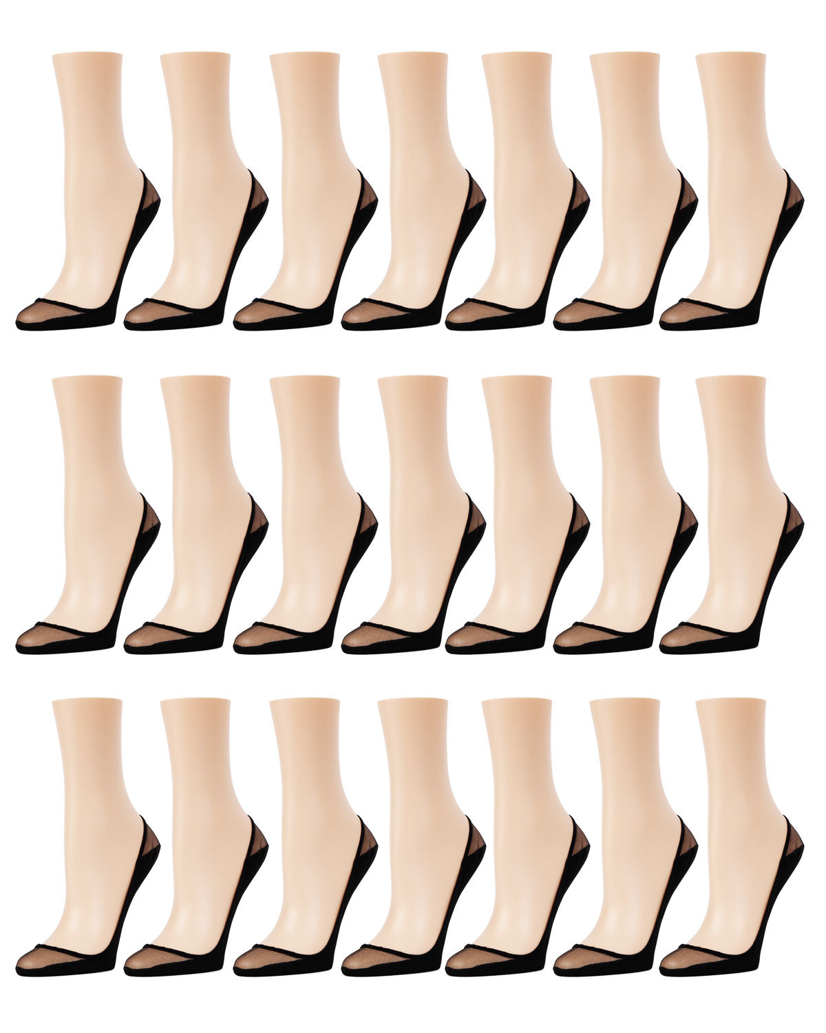 Sheer Top Cotton Sole Liner 21 Pack : Color: Black