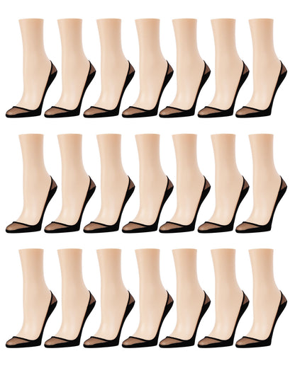 Sheer Top Cotton Sole Liner 21 Pack : Color: Black