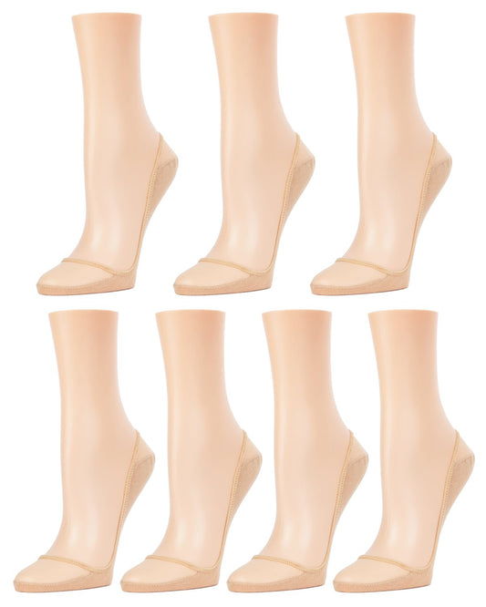 Sheer Top Cotton Blend Sole No-Show Shoe Liner 7 Pack : Color: Nude