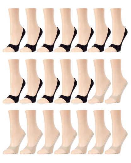 No-Show Micro Liner Open Toe 21 Pack : Color: Black/Nude