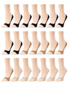 No-Show Micro Liner Open Toe 21 Pack : Color: Black/Taupe/Nude