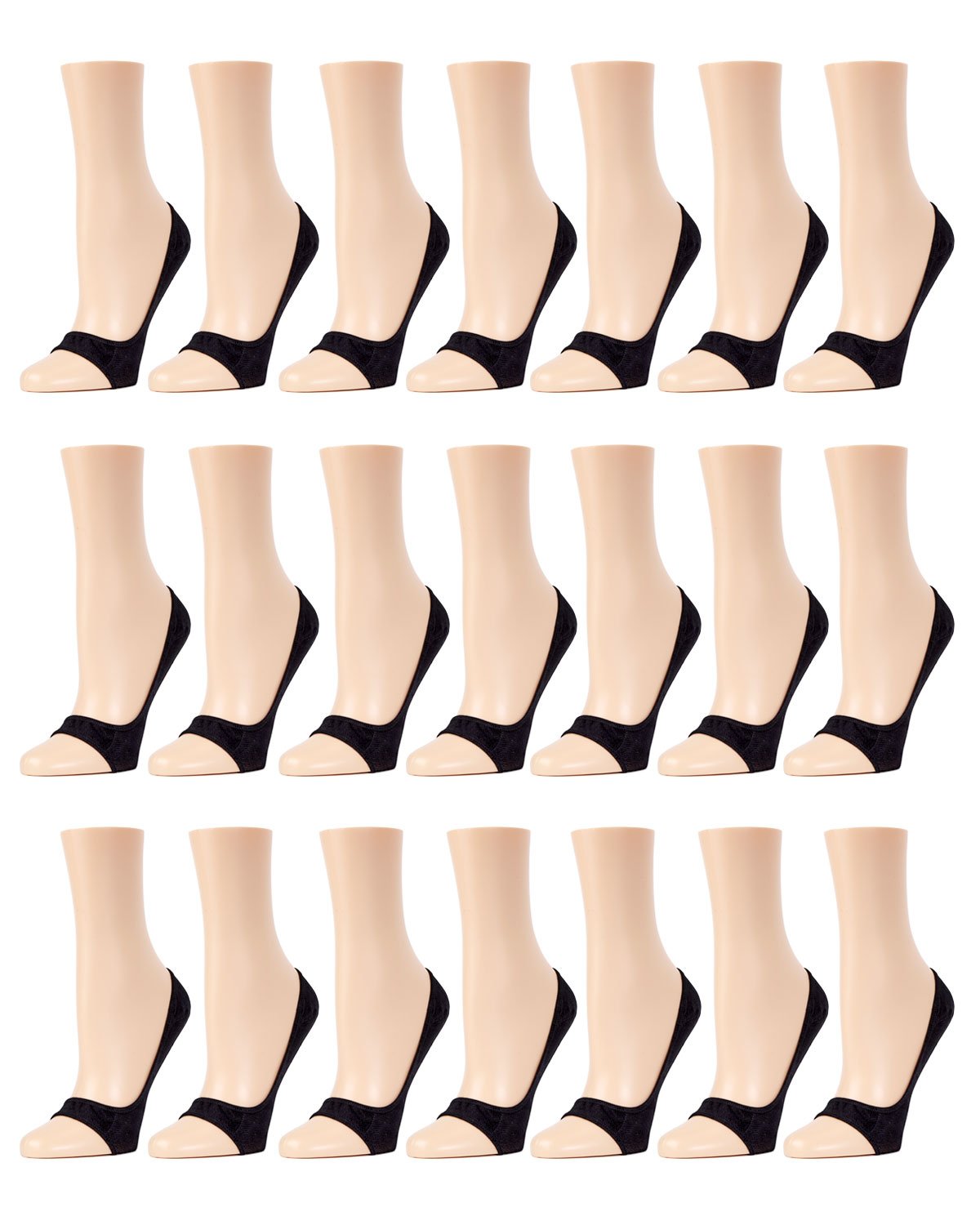 No-Show Micro Liner Open Toe 21 Pack : Color: Black