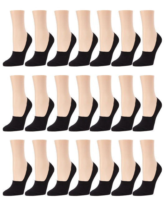 High-Cut No-Show Cotton Blend Sneaker Liner 21 Pack : Color: Black