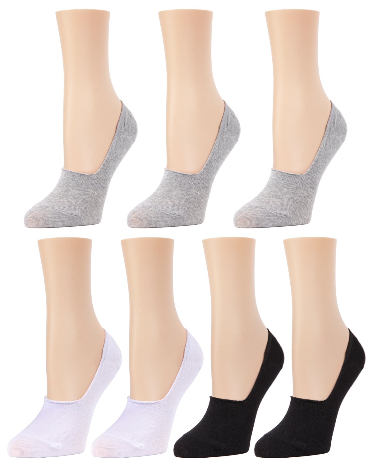 High-Cut Cotton Blend Sneaker Liner 7 Pack : Color: Gray/White/Black