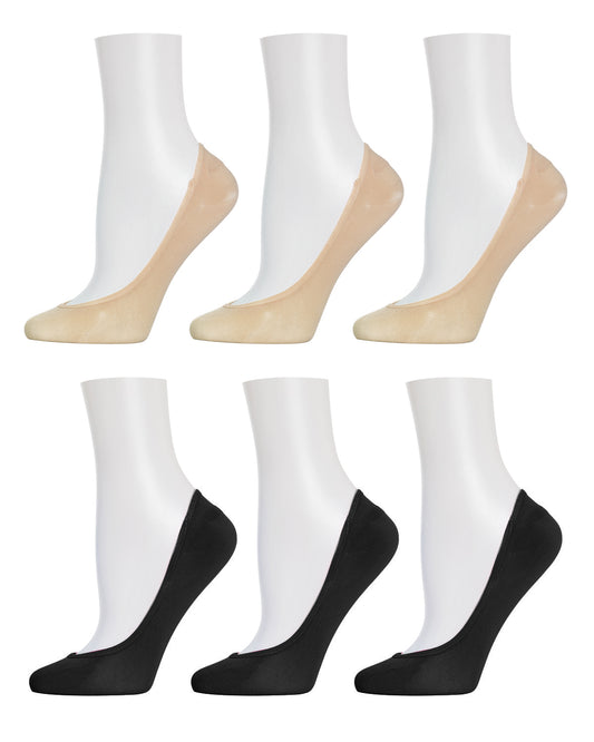 No-Show Microfiber Shoe Liners 6-Pack : Color: Nude-Black