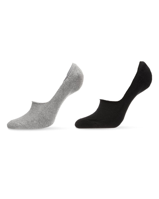 Popular Invisible Cushion Sneaker Socks Liners 2 Pack : Color: Gray/Black