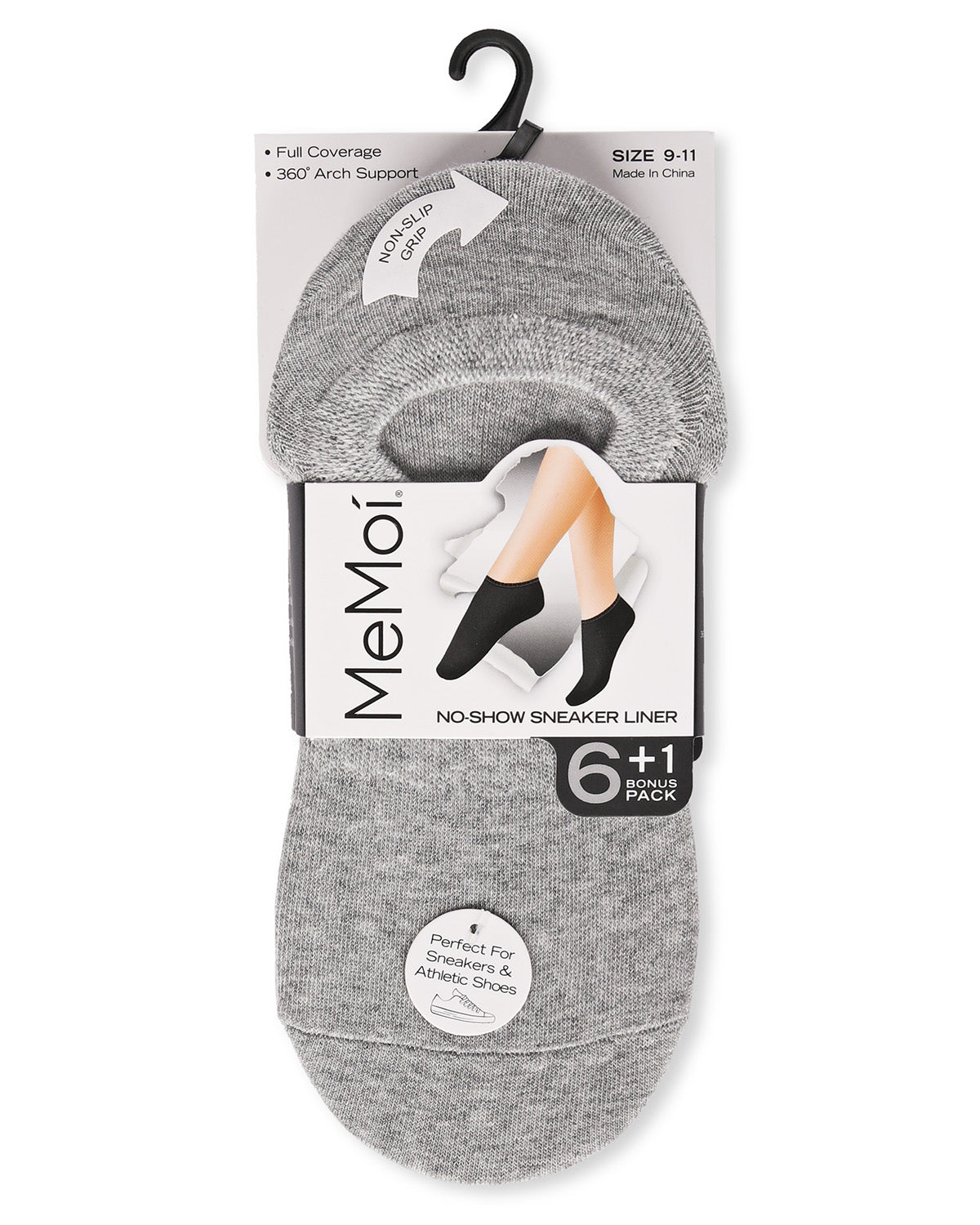 Women's 7 Pair Pack Cotton Blend No Show Sneaker Liners : Color: Gray White Black