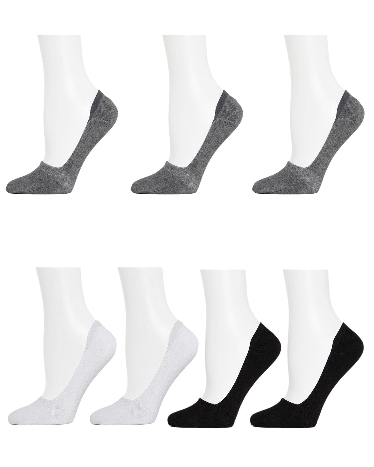 Mid-Cut Liner Cotton Blend Sock 7-Pack : Color: Gray-White-Black