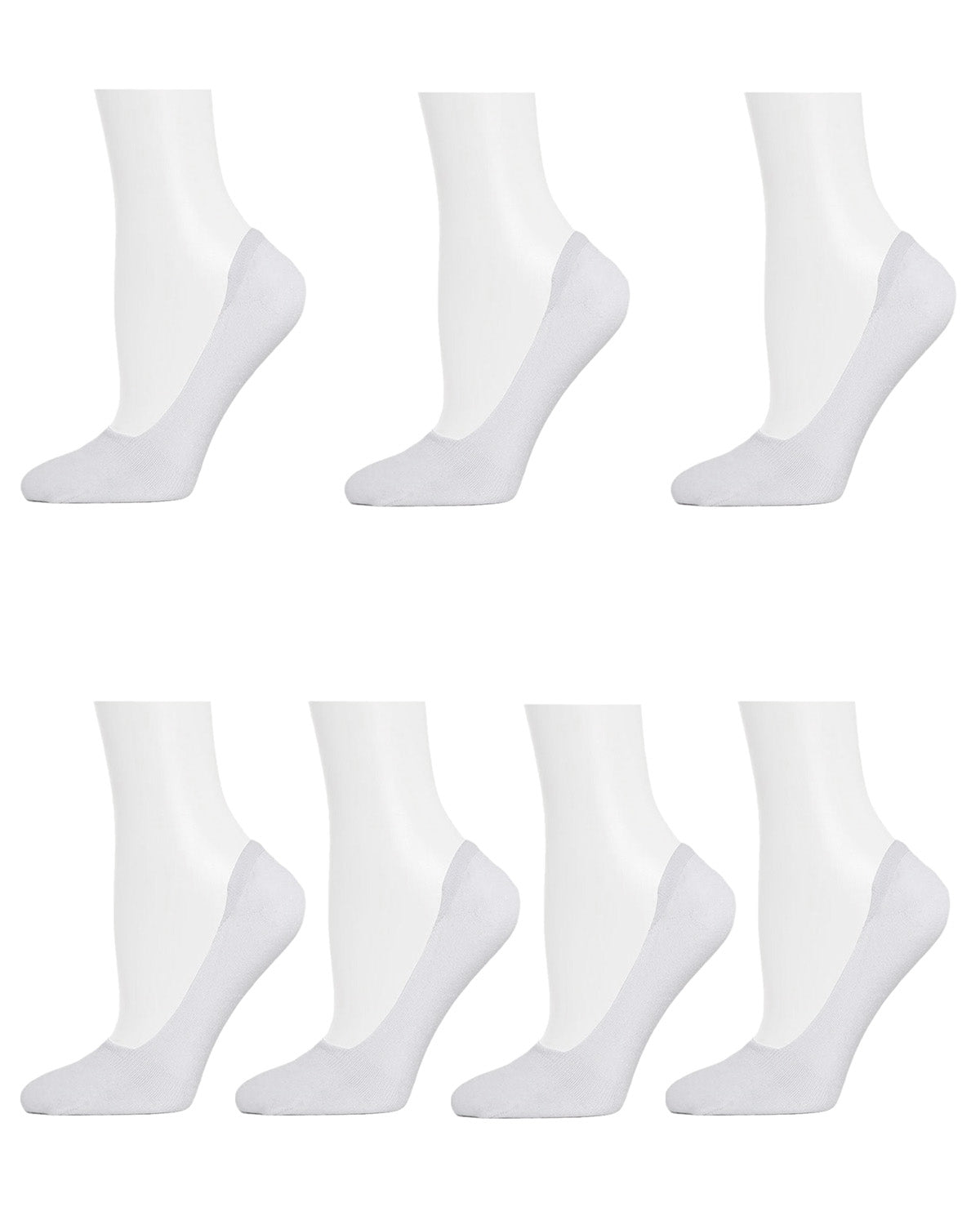 Mid-Cut Liner Cotton Blend Sock 7-Pack : Color: White