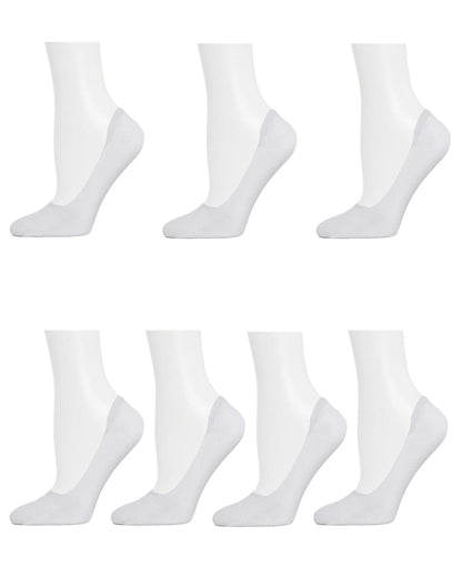 Mid-Cut Liner Cotton Blend Sock 7-Pack : Color: White