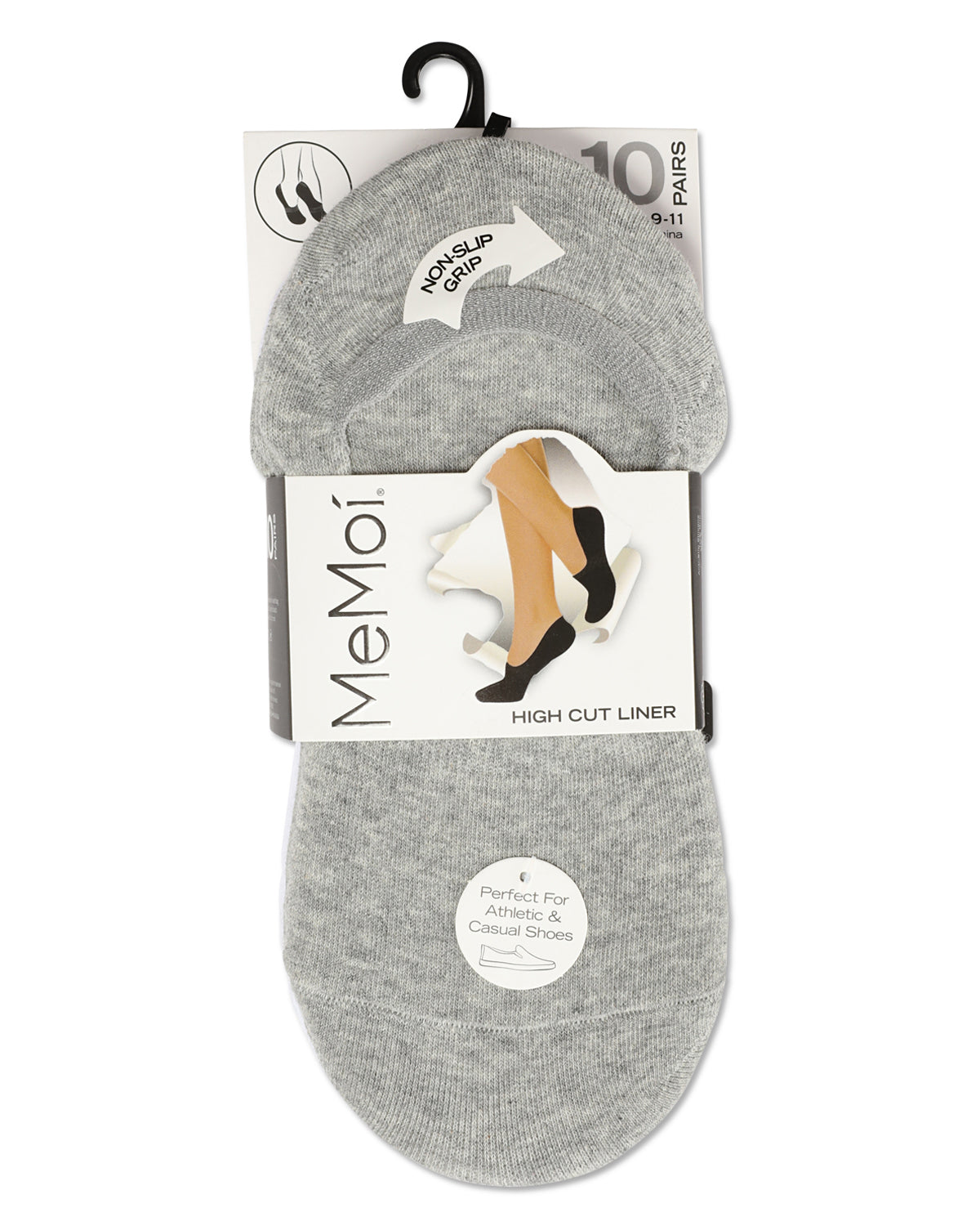 Women's 10 Pair Pack High Cut Sneaker Liners : Color: Black