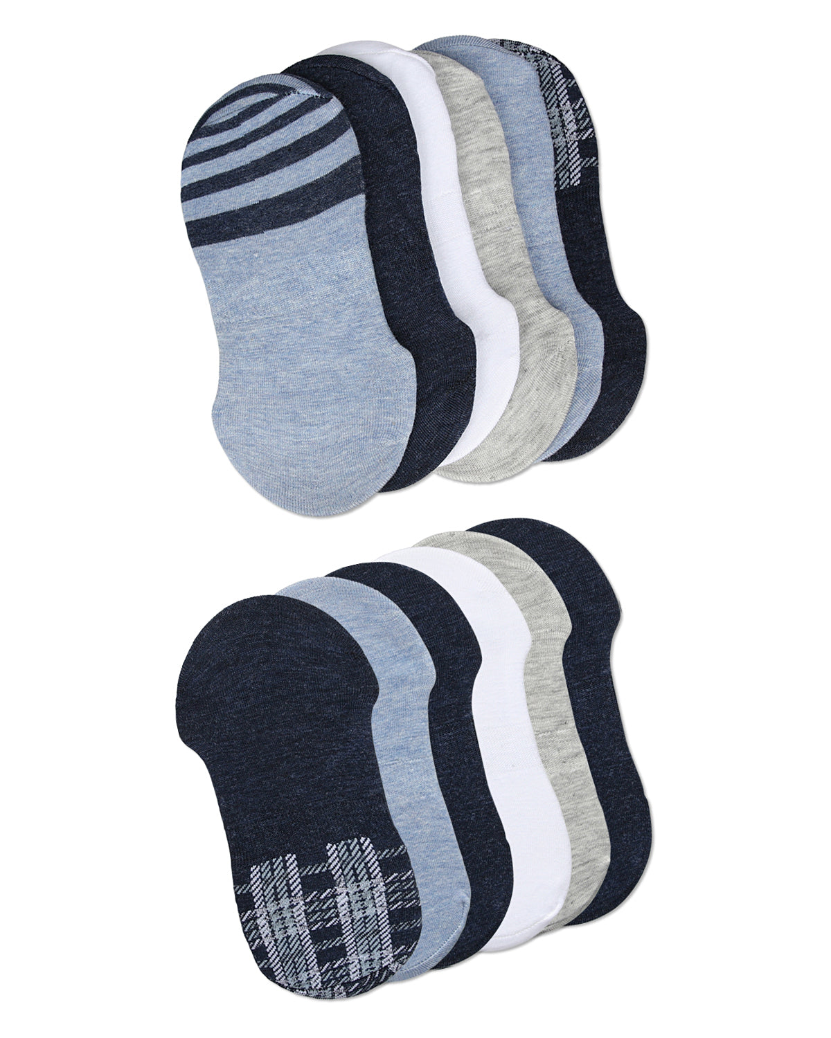 Women's 6 Pair Pack Plaid High Cut Liners : Color: Denim Heather