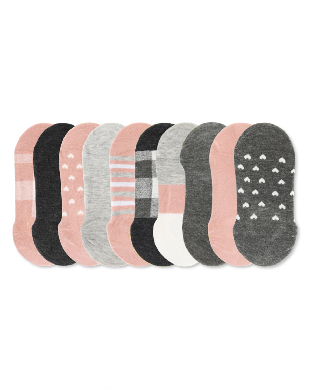 Women's 10 Pair Pack Hearts No Show Sneaker Liners : Color: Blush