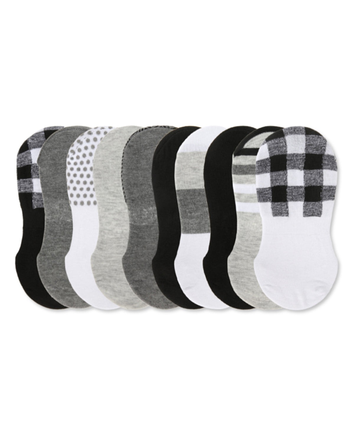 Women's 10 Pair Pack Buffalo Plaid High-Cut Liner Socks : Color: Black