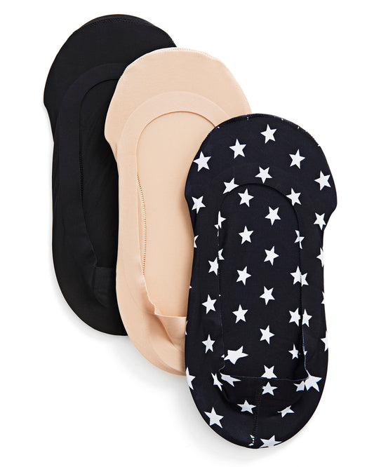 Women's 3 Pair Pack Americana Fine Edge No-Show Liners : Color: Navy