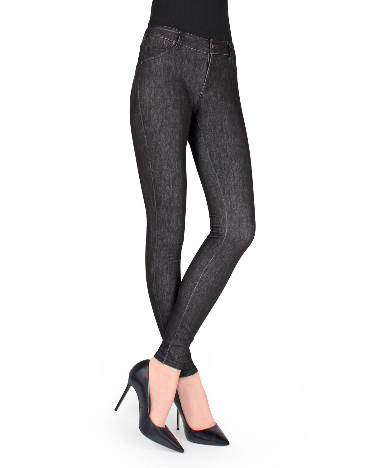 Unbottled Cotton Blend Denim Jean Leggings : Color: Black