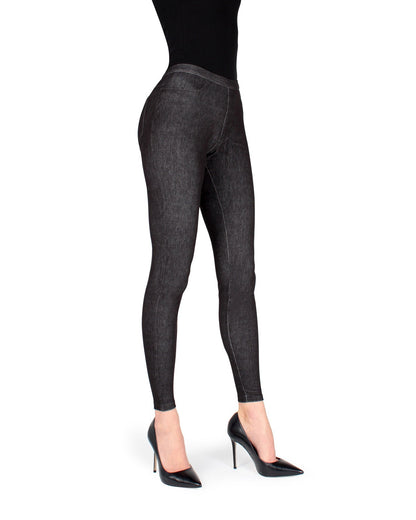 High-Waisted Skinny Jean Leggings : Color: Black