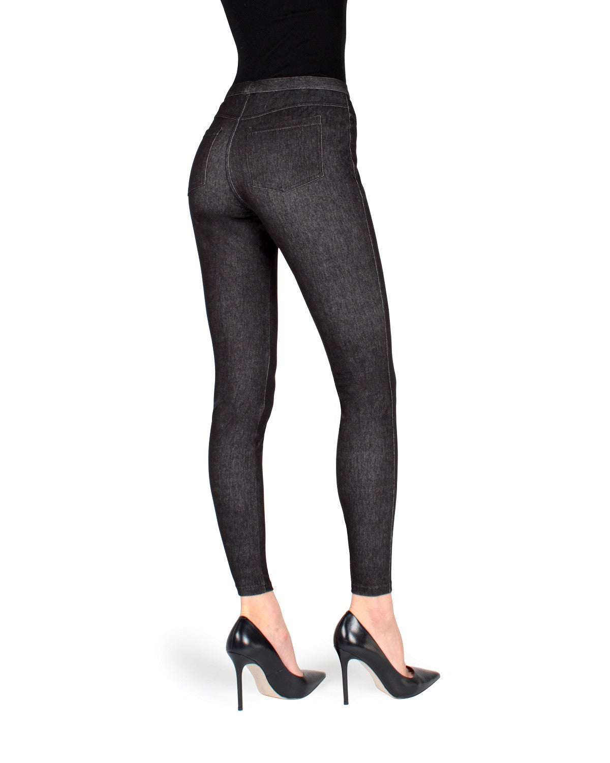 High-Waisted Skinny Jean Leggings : Color: Black