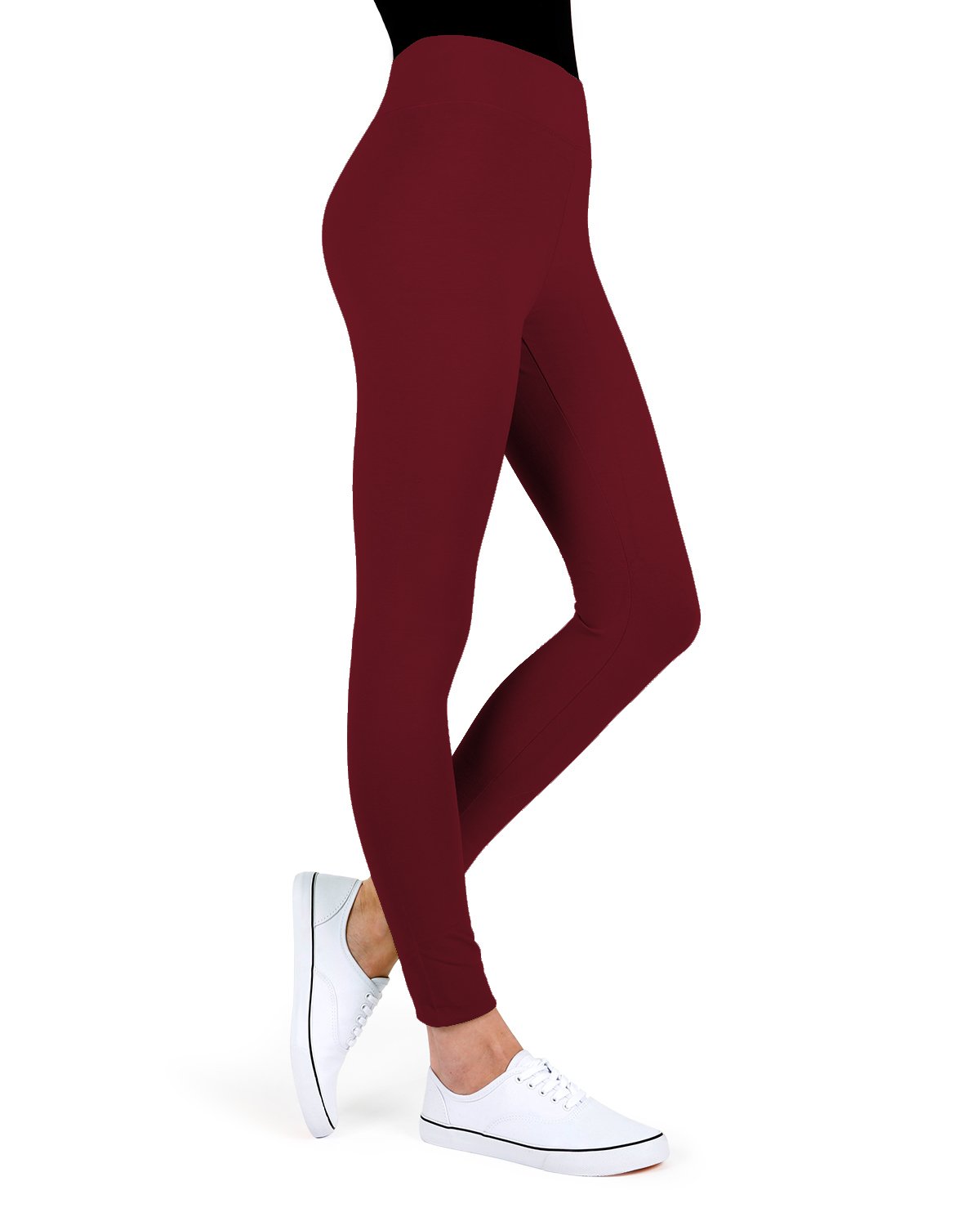 Women's Cotton Blend Basic Yoga Pants : Color: Cabernet