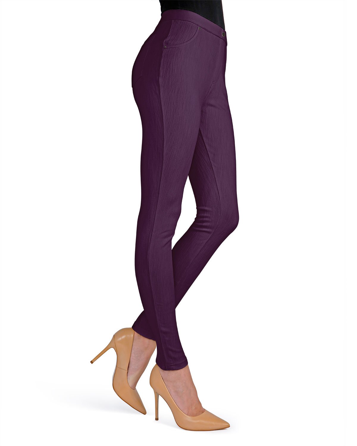 Lisse Chino Cotton Blend Leggings : Color: Blackberry Wine
